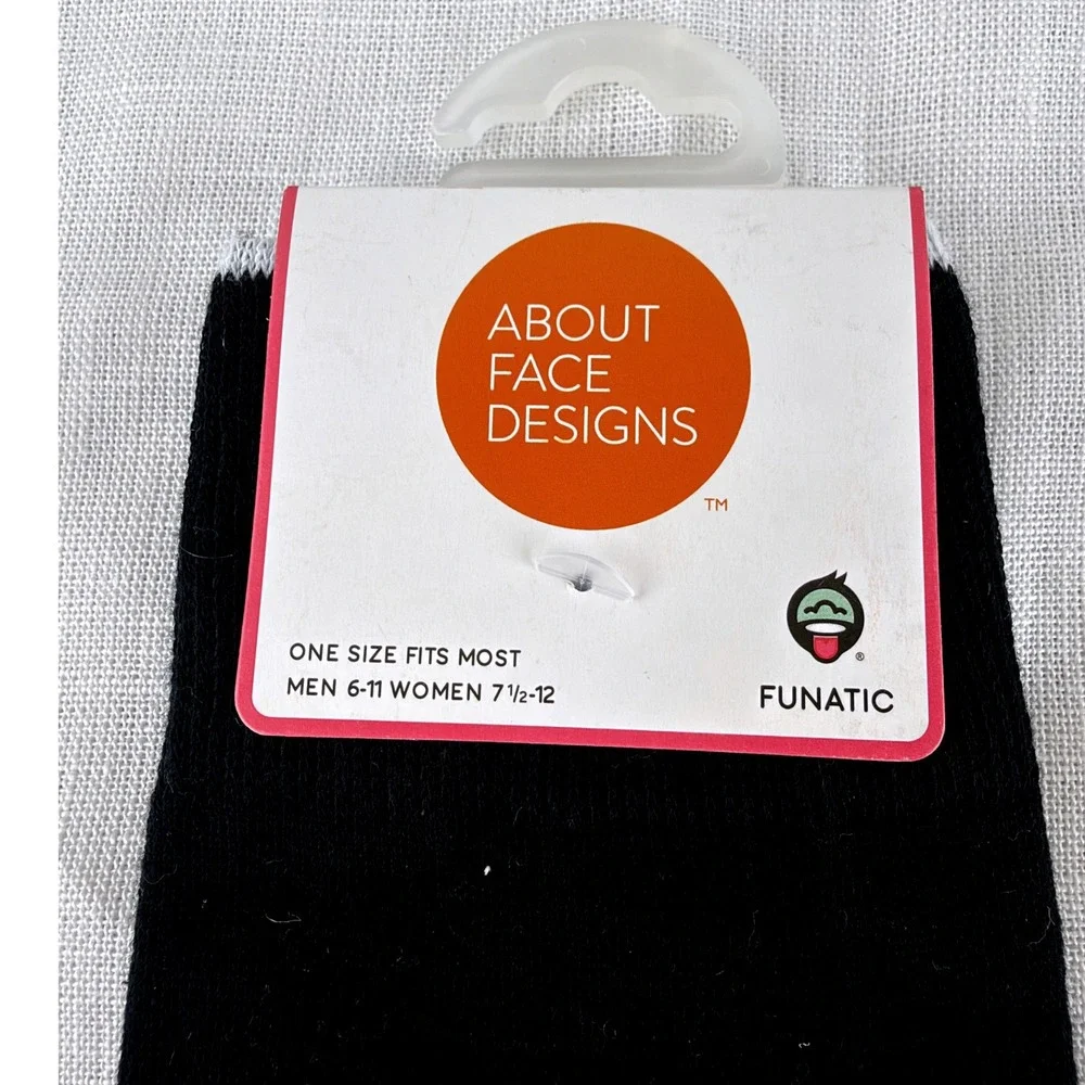 About Face Design Funatic Ray of Pitch Black Novelty Crew Socks Black One Sz NWT